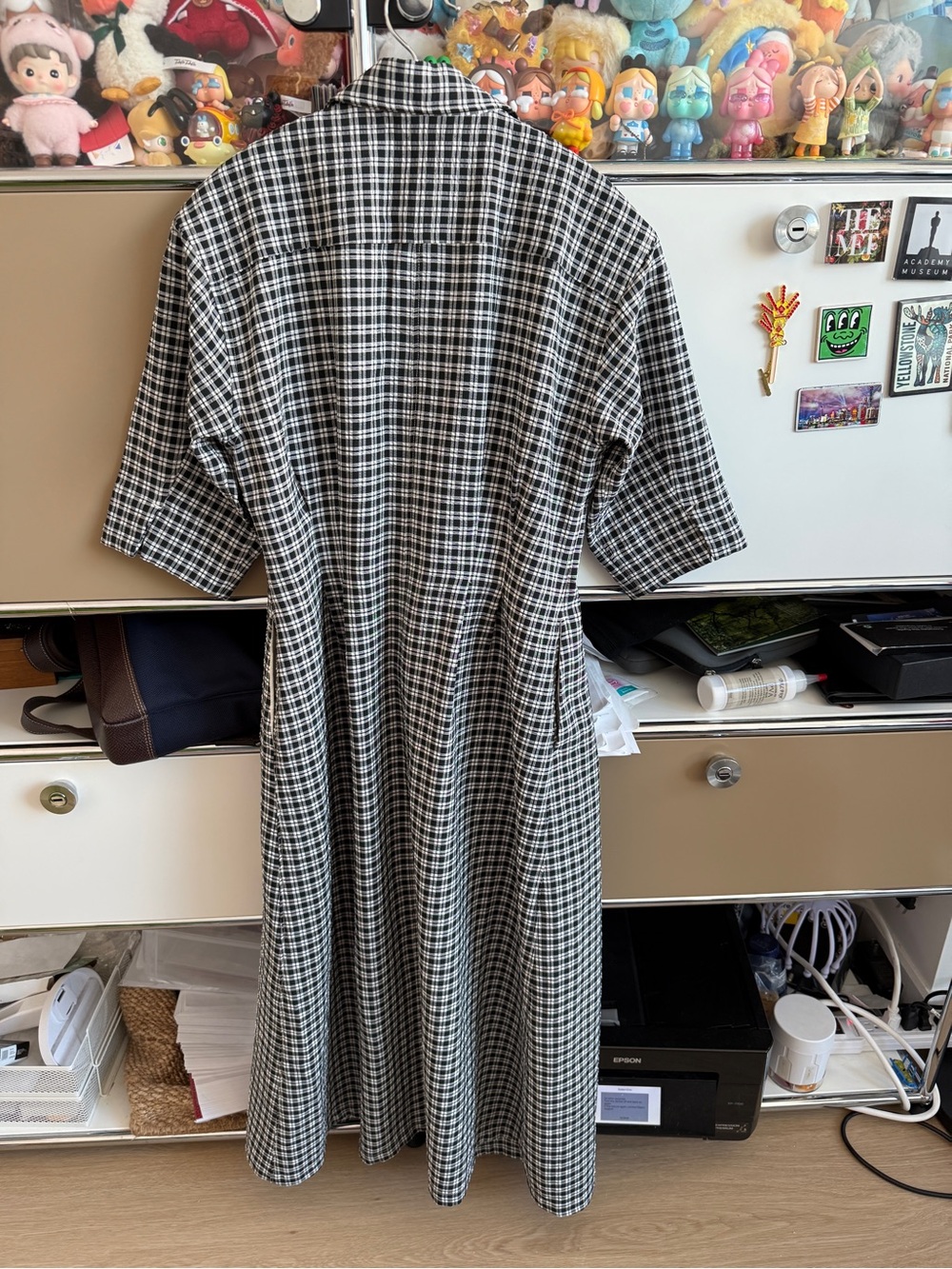 Moussy Double-Breasted Black & White Check Maxi Coat Dress - Picture 2 of 2